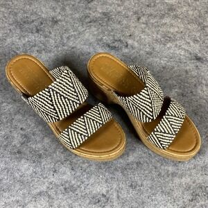 Italian Shoemakers Women's 8 Black & White Wedge Sandal Nautical Beach Vacation